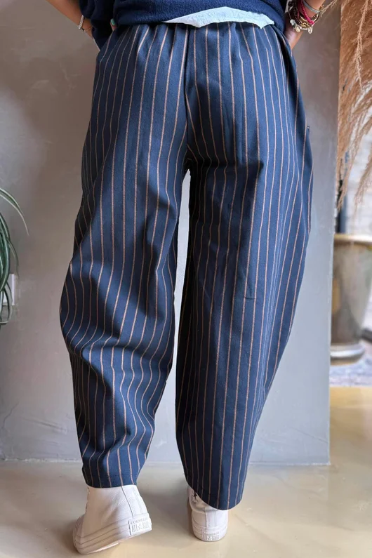 Burlington Stretch Button Pocket Barrel Pant Navy